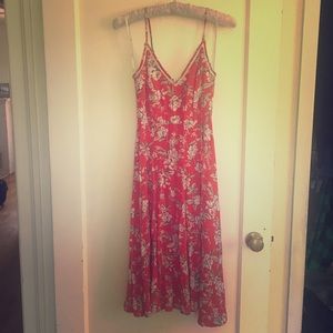 Lulus red floral print midi dress